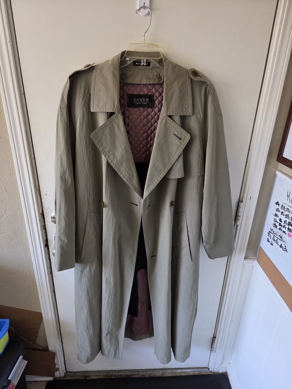 Sanyo Men's Classic Khaki Trench Coat